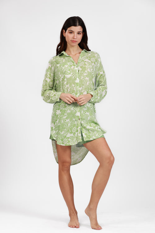 BALI GREEN UBER PRINT SHIRT DRESS