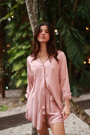 ST.BARTH ROSE LINEN LONG SHIRT COVER UP