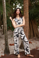 MONACO BLACK HAVANA PRINT JUMPSUIT