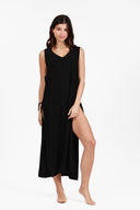 MONACO BLACK IGUAZU SIDE TIES COVER UP LONG DRESS