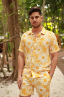 YELLOW PRINTED BUTTON DOWN SHIRT