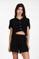 MONACO BLACK LINEN CARO SHORT