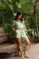 BALI GREEN DREAM PRINT SHORT JUMPSUIT