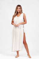 ANTIGUA WHITE IGUAZU SIDE TIES COVER UP LONG DRESS