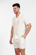 WHITE LINEN SHORTS