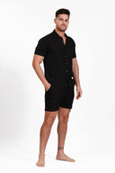 BLACK LINEN SHORTS