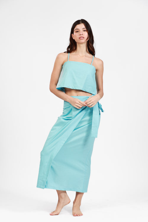 SANTORINI BLUE CECILE LONG SKIRT
