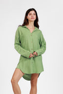 BALI GREEN LINEN LONG SHIRT COVER UP
