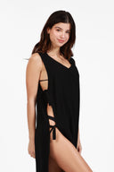MONACO BLACK IGUAZU SIDE TIES COVER UP LONG DRESS
