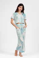 SANTORINI BLUE UBER PRINT WIDE LEG PANT