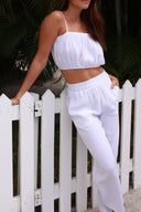 ARTESA WHITE FLOWY PANTS