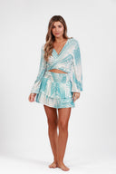 SANTORINI BLUE PRINT SKIRT