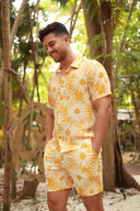 YELLOW PRINTED BUTTON DOWN SHIRT