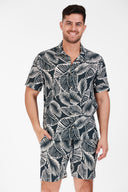 NAVY PRINTED BUTTON DOWN SHIRT