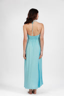 SANTORINI BLUE MOONCARE HALTER DRESS