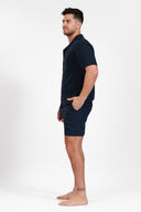 NAVY LINEN SHORTS