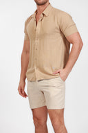 KAHKI LINEN SHORTS