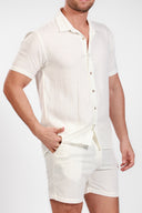 WHITE LINEN SHORTS