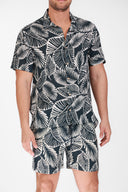 NAVY PRINTED BUTTON DOWN SHIRT