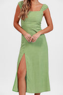 BALI GREEN LINEN MAXI DRESS
