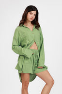 BALI GREEN LINEN CARO SHORT