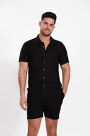 BLACK LINEN SHORTS