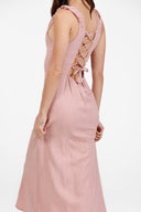 ST.BARTH ROSE BLACK LINEN MAXI DRESS