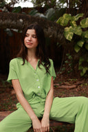 BALI GREEN CROP SHIRT