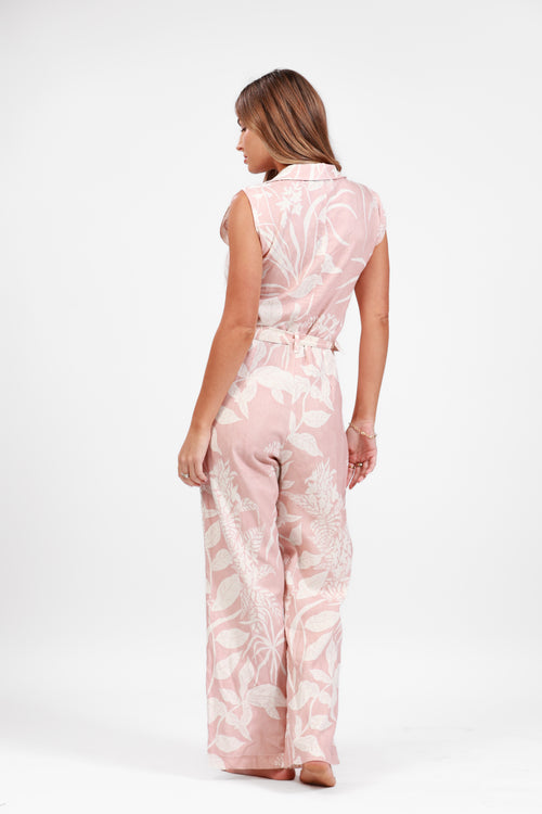 ST. BARTH ROSE HAVANA PRINT JUMPSUIT