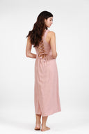 ST.BARTH ROSE BLACK LINEN MAXI DRESS