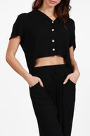 MONACO BLACK CROP SHIRT