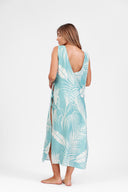 SANTORINI BLUE IGUAZU SIDE TIES COVER UP LONG DRESS