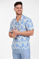 SKY MENS BUTTON DOWN PRINTED VISCOSE SHORT SLEEVE SHIRTS