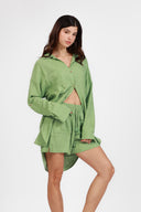 BALI GREEN LINEN LONG SHIRT COVER UP