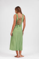 BALI GREEN LINEN MAXI DRESS
