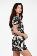 MONACO BLACK DREAM PRINT SHORT JUMPSUIT