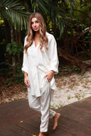 ANTIGUA WHITE LINEN LONG SHIRT COVER UP