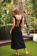MONACO BLACK LINEN MAXI DRESS