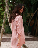 ST.BARTH ROSE LINEN LONG SHIRT COVER UP