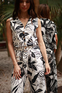 MONACO BLACK HAVANA PRINT JUMPSUIT