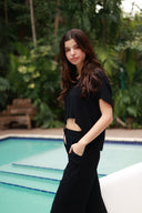 MONACO BLACK CROP SHIRT