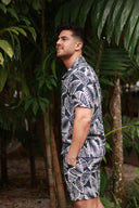 NAVY PRINTED BUTTON DOWN SHIRT