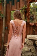 ST.BARTH ROSE BLACK LINEN MAXI DRESS