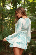 SANTORINI BLUE PRINT SKIRT