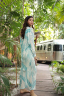 SANTORINI BLUE UBER PRINT SHIRT DRESS