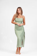 FIGI SAGE GRREEN SILK DRESS