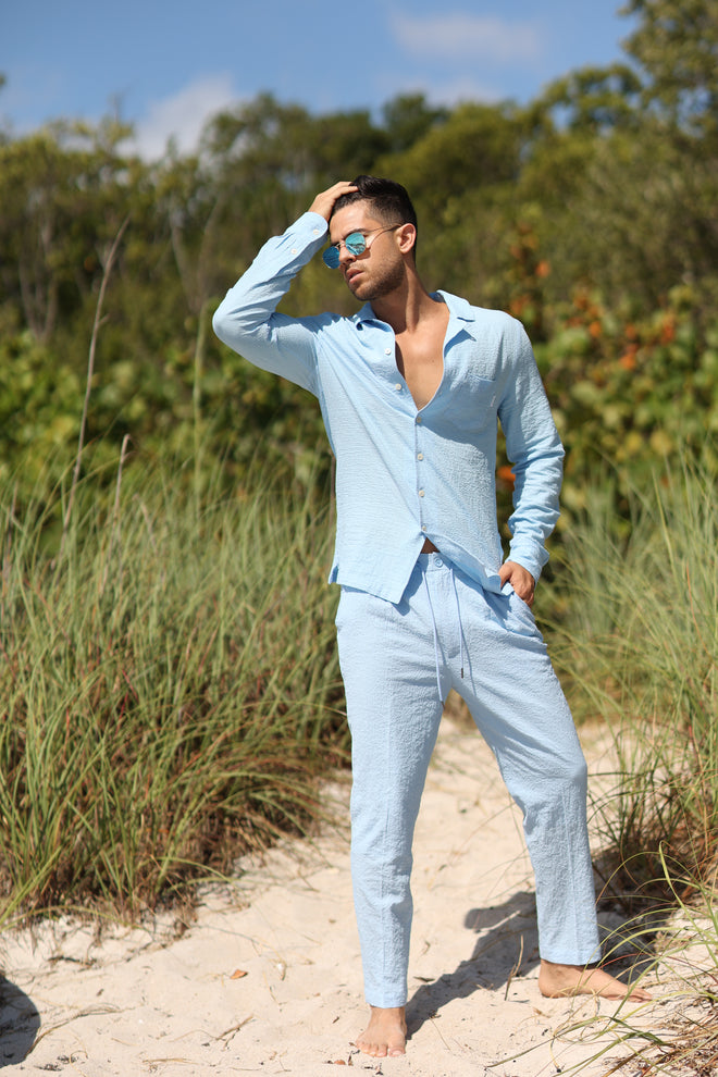 IBIZA BABY BLUE SEERSUCKER PANTS apparel bottom Ibiza Collection men SALE mens-pants-seersucker-blue-ibiza-salty-weekend-us-1 SaltyWeekendUS