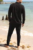 CAPRI BLACK SEERSUCKER LONG SLEEVE BUTTON DOWN apparel best seller Capri Collection men top mens-shirt-long-sleeve-seersucker-black-capri-salty-weekend-us-5 SaltyWeekendUS