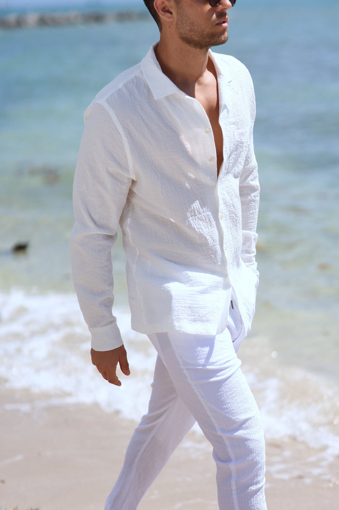 MYKONOS WHITE SEERSUCKER LONG SLEEVE BUTTON DOWN apparel men Mykonos Collection top mens-shirt-long-sleeve-seersucker-white-mykonos-salty-weekend-us-1 SaltyWeekendUS