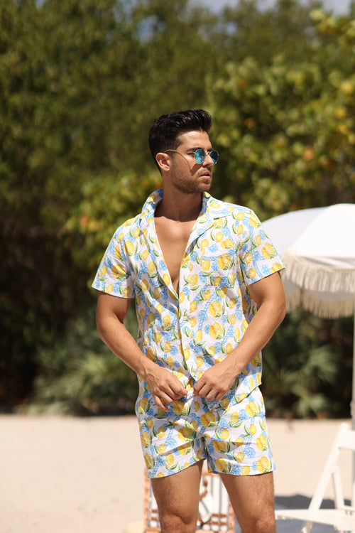 MYKONOS SEERSUCKER SHORT SLEEVE BUTTON DOWN apparel men Mykonos Collection top mens-shirt-seersucker-lemon-mykonos-salty-weekend-us-3 SaltyWeekendUS